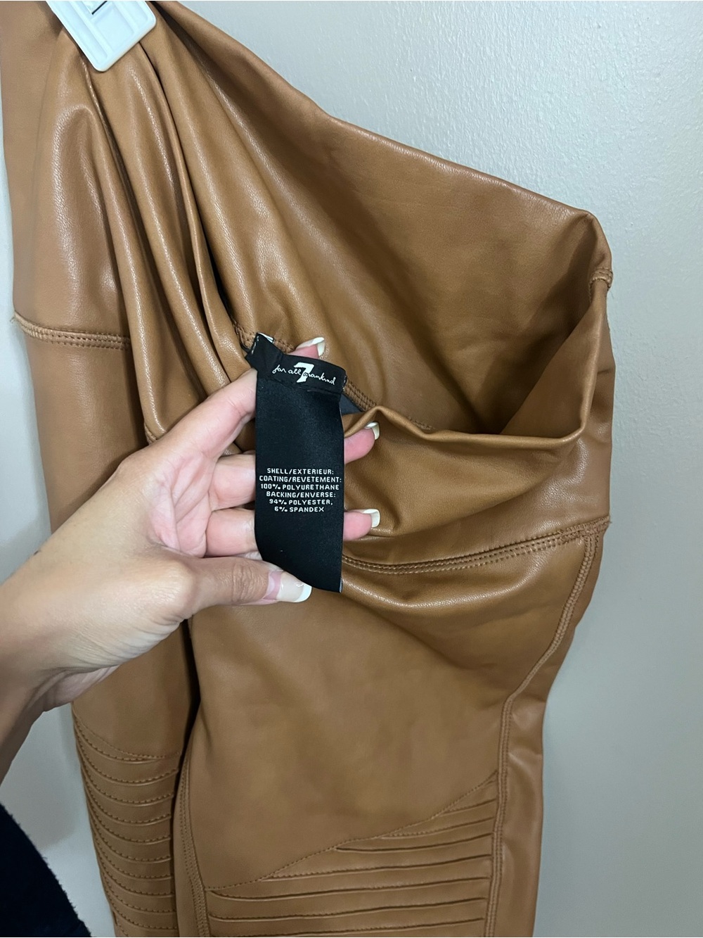 7 For All Mankind Tan Leather Moto Jacket